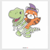 Red Panda Happy Halloween T-rex Mummy Costume Sticker (Vel)