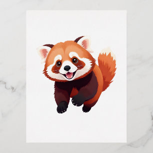 Red Panda Happy Speelse Plezier Springen in de Luc Folie Feestdagen Briefkaart