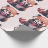 Red Panda Heart Waterverf Naam toevoegen Schattige Cadeaupapier (Hoek)