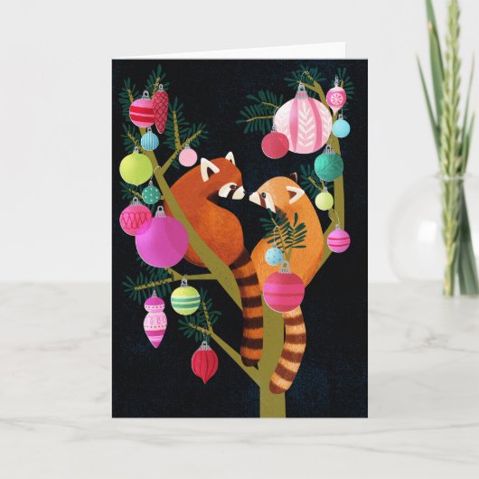 Red Panda Holiday Card Feestdagen Kaart (Voorkant)