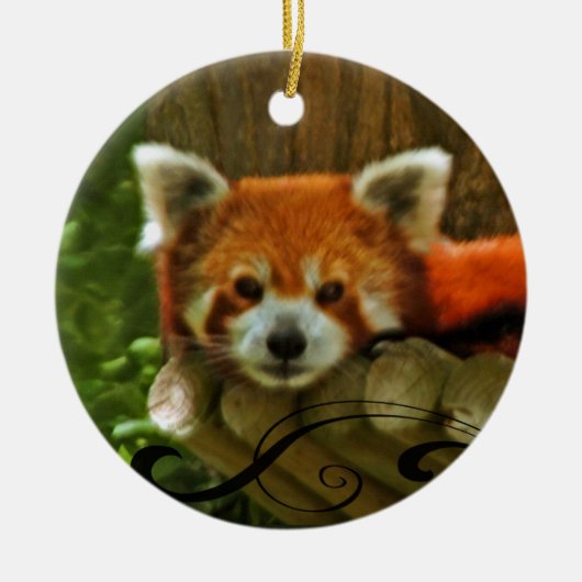 Red Panda Holiday kerstversiering Keramisch Ornament (Voorkant)