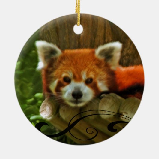 Red Panda Holiday kerstversiering Keramisch Ornament (Achterkant)