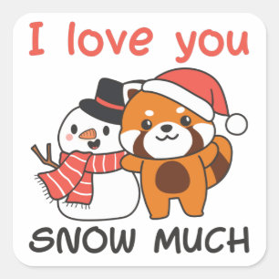 Red Panda I hou van je sneeuwbui Vierkante Sticker