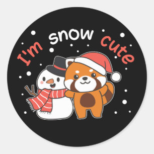 Red Panda ik ben Sneeuwpop Sneeuwman Pun Classic R Ronde Sticker