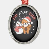 Red Panda ik ben Sneeuwpop Sneeuwman Snow Pun Cera Metalen Ornament (Links)