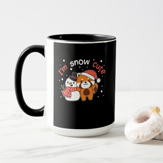 Red Panda ik ben Sneeuwverkuffer Sneeuwpop Pun Mok (Met donut)