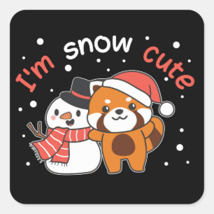 Red Panda ik ben Sneeuwverkuif Sneeuwman Snow Pun Vierkante Sticker