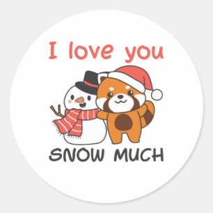 Red Panda ik hou van je sneeuwsnoepje Ronde Sticker