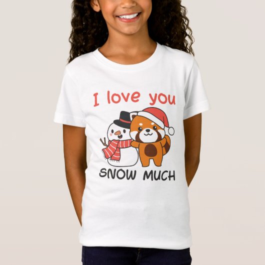 Red Panda ik hou van je sneeuwsnoepje T-shirt (Voorkant)