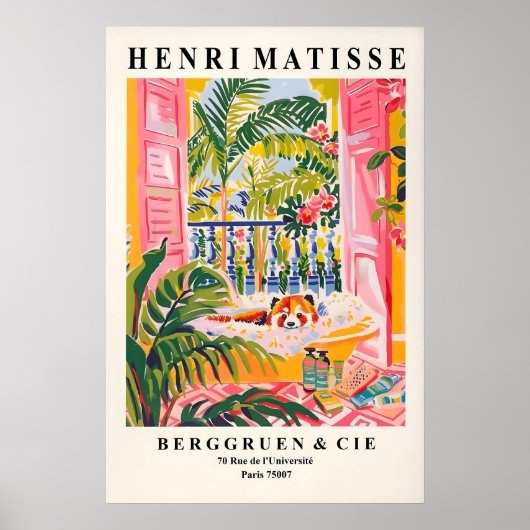 Red panda in bathtub funny poster, Matisse print (Voorkant)