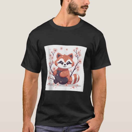 Red Panda In Cherry Blossom Garden Lovely Image T-shirt (Voorkant)