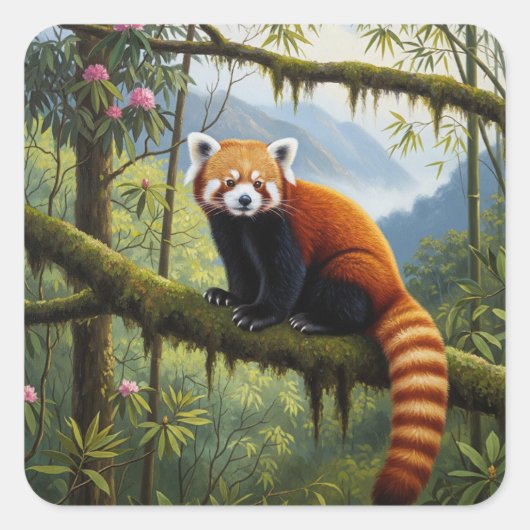 Red Panda in het Singalila National Park Vierkante Sticker (Voorkant)