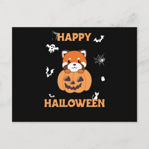 Red Panda in Pumpkin Cute Pandas Happy Halloween Briefkaart