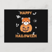 Red Panda in Pumpkin Cute Pandas Happy Halloween Briefkaart (Voorkant)