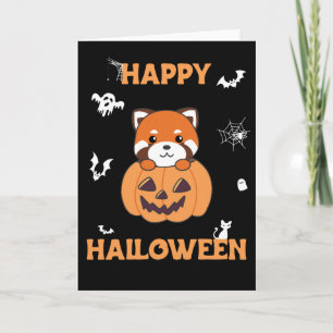 Red Panda in Pumpkin Cute Pandas Happy Halloween Kaart