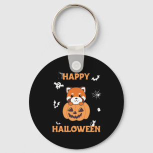 Red Panda in Pumpkin Cute Pandas Happy Halloween Sleutelhanger