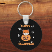 Red Panda in Pumpkin Cute Pandas Happy Halloween Sleutelhanger (Voorkant)
