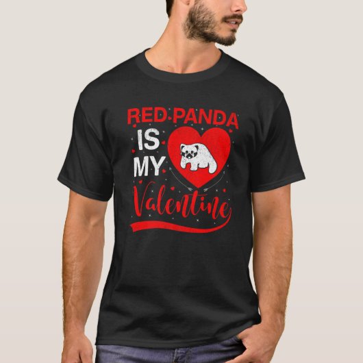 Red Panda is mijn Valentijn Funny Heart Red Panda  T-shirt (Voorkant)