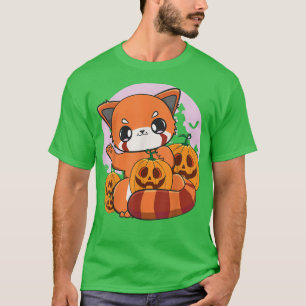 Red Panda Jack O' Lantern Halloween Anime Pumpkin T-shirt