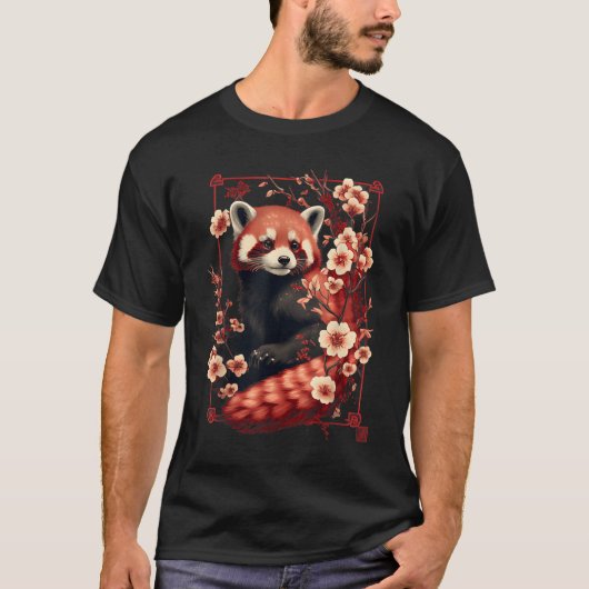 Red Panda Japanese Cherry Blossom Flower T-shirt (Voorkant)