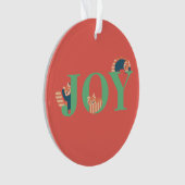 Red Panda JOY Candy Cane Red Holiday Ornament (voorkant)