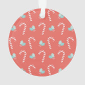 Red Panda JOY Candy Cane Red Holiday Ornament (achterkant)