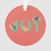 Red Panda JOY Candy Cane Red Holiday Ornament (voorkant)