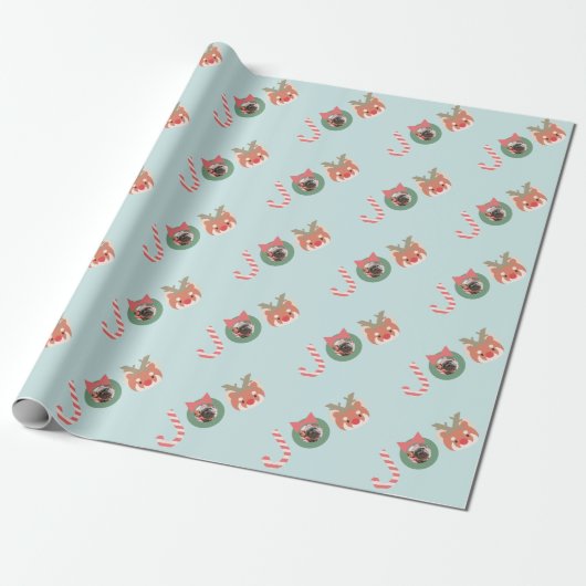 Red Panda JOY Photo Wrapping Paper Cadeaupapier (Uitgerold)