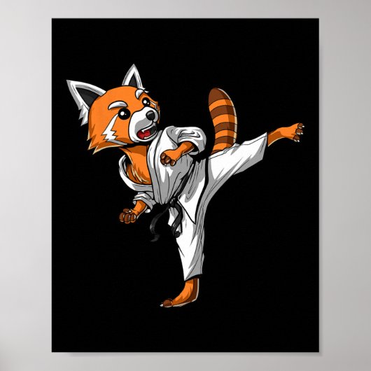 Red Panda Karate Ninja Martial Arts Kickboxing Tae Poster (Voorkant)