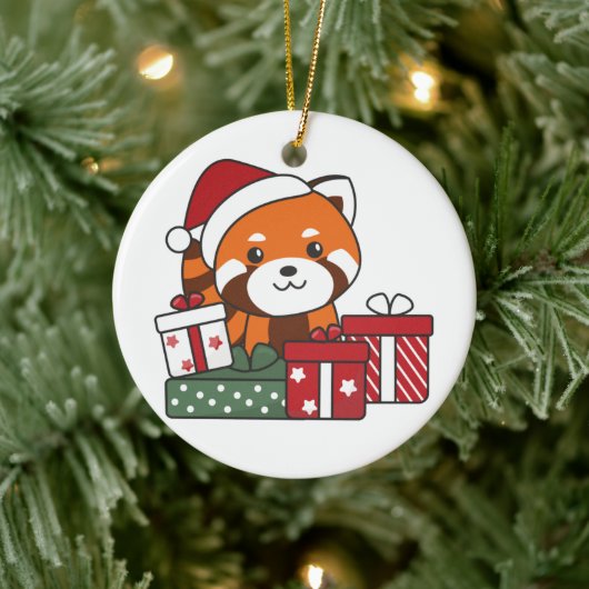 Red Panda kerstcadeau Winter Red Pandas Keramisch Ornament (Boom)