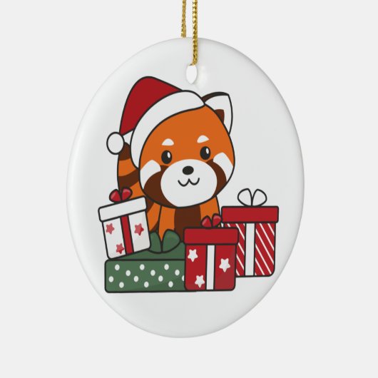 Red Panda kerstcadeau Winter Red Pandas Keramisch Ornament (Rechts)