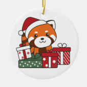 Red Panda kerstcadeau Winter Red Pandas Keramisch Ornament (Voorkant)