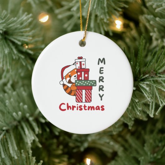 Red Panda kerstcadeau Winter Red Pandas Keramisch Ornament (Boom)