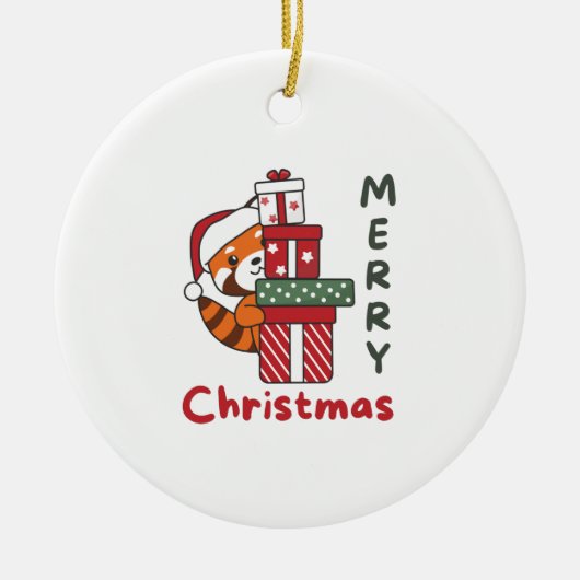 Red Panda kerstcadeau Winter Red Pandas Keramisch Ornament (Voorkant)