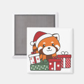 Red Panda kerstcadeau Winter Red Pandas Magnet (Voorkant / Achterkant)