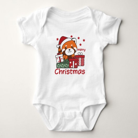 Red Panda kerstcadeau Winter Red Pandas Romper (Voorkant)