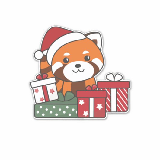 Red Panda kerstcadeau Winter Red Pandas Sticker (Voorkant)
