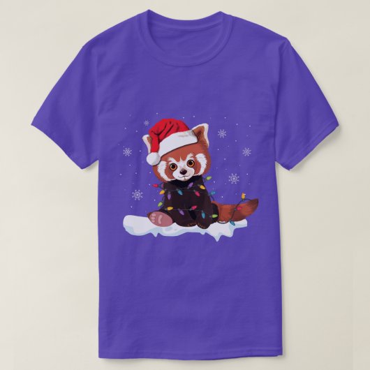Red Panda kerstlampjes Santa Hat Pajamas Gift T-shirt (Design voorkant)