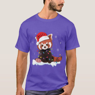 Red Panda kerstlampjes Santa Hat Pajamas Gift T-shirt