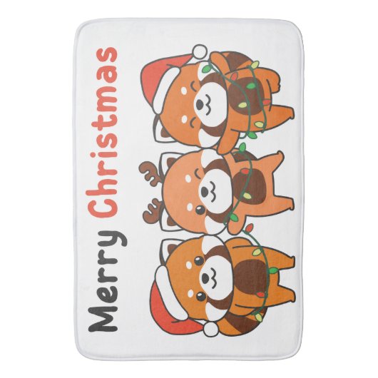 Red Panda-kerstrode Pandas Merry Kerstmis Badmat (Voorkant Verticaal)