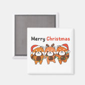 Red Panda Kerstrood Pandas Merry Kerstmis Mag Magneet (Voorkant / Achterkant)