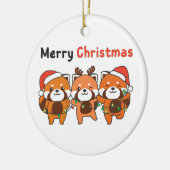 Red Panda-kerstrood pandas Merry-kerstrecer Keramisch Ornament (Links)