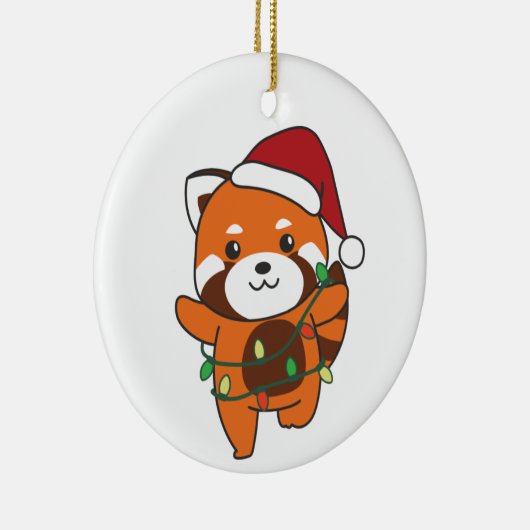 Red Panda Kerstwinter Rood Pandas Cera Keramisch Ornament (Rechts)