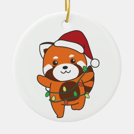 Red Panda Kerstwinter Rood Pandas Cera Keramisch Ornament (Voorkant)