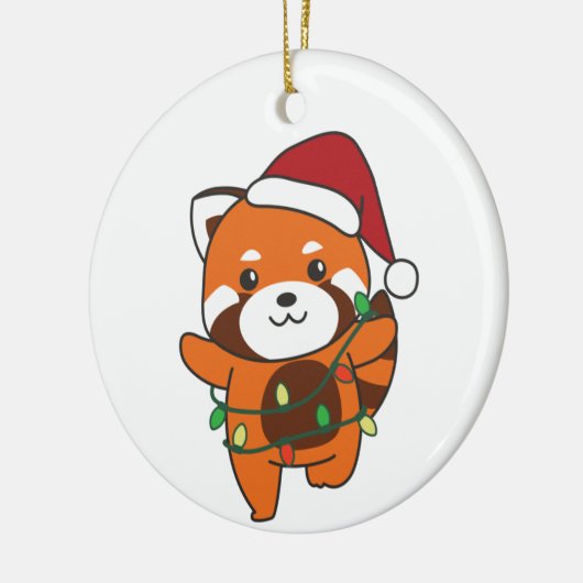 Red Panda Kerstwinter Rood Pandas Cera Keramisch Ornament (Links)