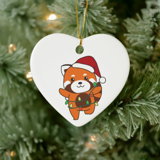 Red Panda Kerstwinter Rood Pandas Cera Keramisch Ornament (Boom)