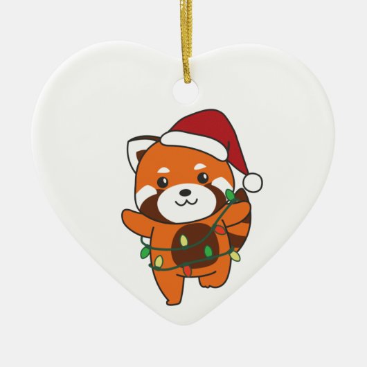 Red Panda Kerstwinter Rood Pandas Cera Keramisch Ornament (Voorkant)