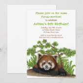 Red Panda Kids Birthday Party Invitation Kaart (Voorkant / Achterkant)