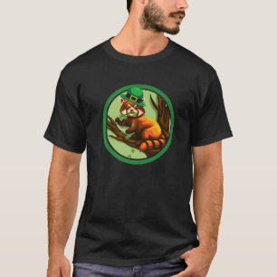 Red Panda Leprechaun St Patricks Day Boys Girls Sh T-shirt