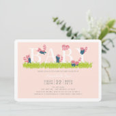 Red Panda Light Pink Baby shower Uitnodiging (Staand voorkant)